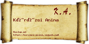 Körözsi Anina névjegykártya